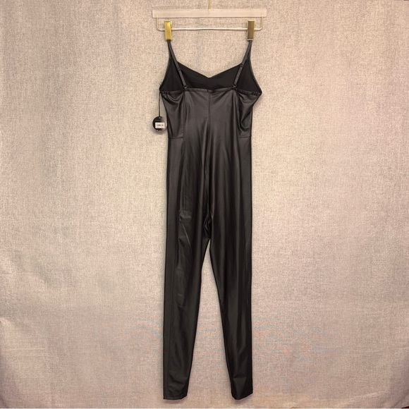 AERIE Faux Lather Tank Top Style Jumpsuit Bodysuit — LARGE — Black - Picture 5 of 8